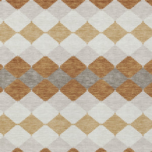 Homeroots 3' Stylish Artichoke Green Ivory Beige Geometric Indoor Outdoor Area Rug - Washable & Durable 3' X 5' Polyester 597890