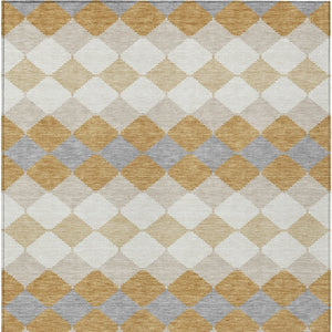 Homeroots 3' Stylish Artichoke Green Ivory Beige Geometric Indoor Outdoor Area Rug - Washable & Durable 3' X 5' Polyester 597896
