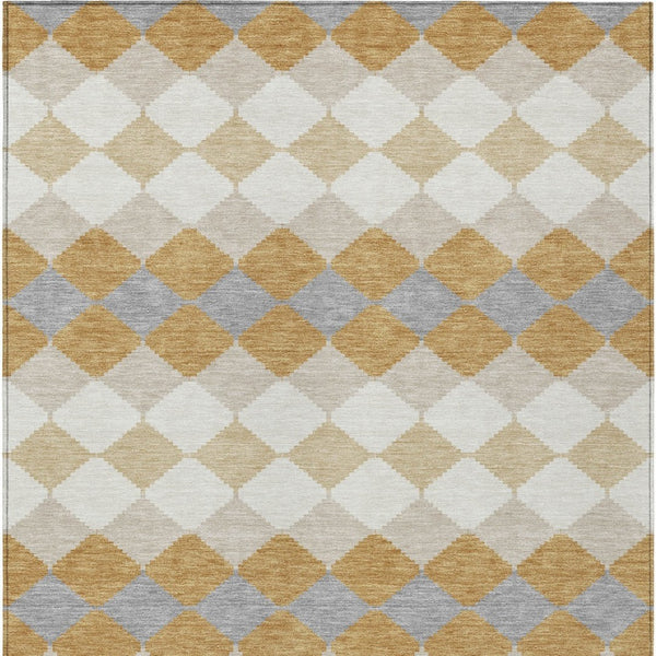 Homeroots 3' Stylish Artichoke Green Ivory Beige Geometric Indoor Outdoor Area Rug - Washable & Durable 3' X 5' Polyester 597896