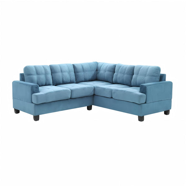 English Elm Glory Newbury G463B-SC Sectional Sofa - Compact PU Upholstery, Pocketed Coil Seats, Durable Frame Aqua Blue 49 L x 28.7 W x 16 H B078S00052
