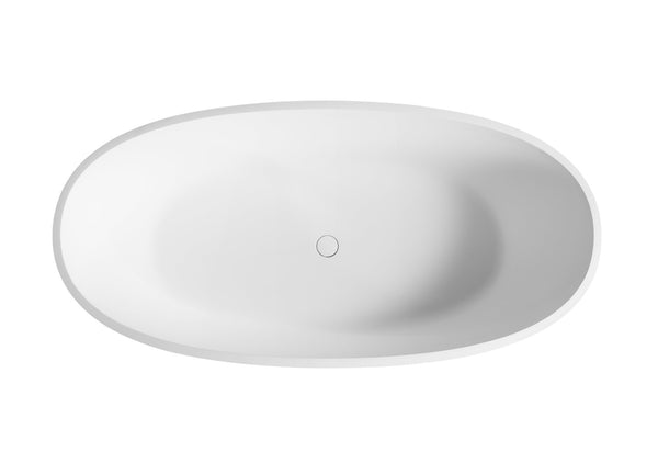 English Elm 71 Inch Freestanding Stone Resin Soaking Tub Oval Spa Bath Matte White Finish W3034P278635
