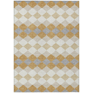 HomeRoots 9' Gold Copper Ivory Geometric Washable Area Rug - Stylish Indoor/Outdoor Design, Durable & Easy Care 597900