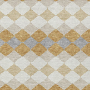 Homeroots 3' Stylish Artichoke Green Ivory Beige Geometric Indoor Outdoor Area Rug - Washable & Durable 10' X 14' Polyester 597901