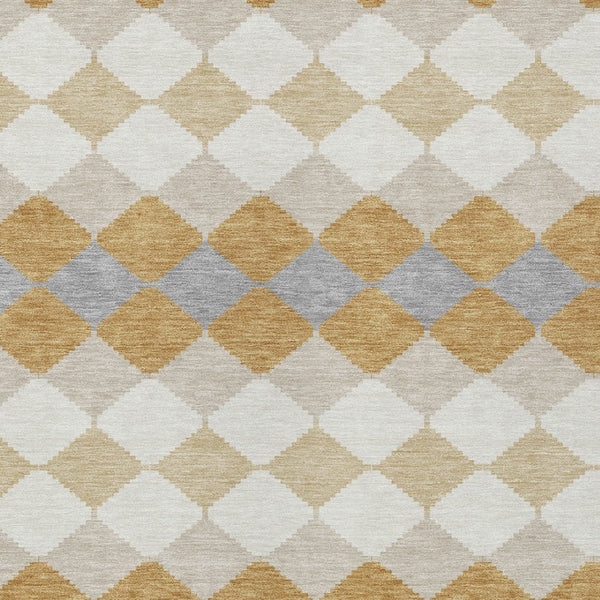 Homeroots 3' Stylish Artichoke Green Ivory Beige Geometric Indoor Outdoor Area Rug - Washable & Durable 10' X 14' Polyester 597901