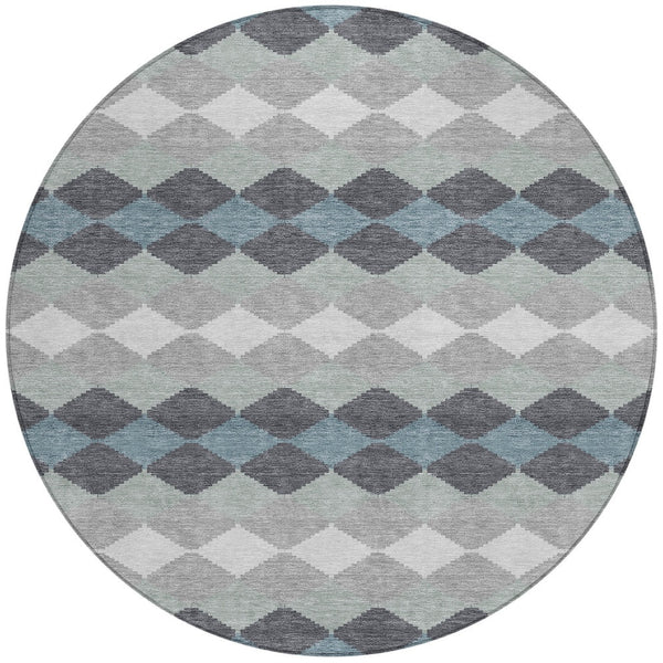 Homeroots 3' Stylish Artichoke Green Ivory Beige Geometric Indoor Outdoor Area Rug - Washable & Durable 8' Round Polyester 597904
