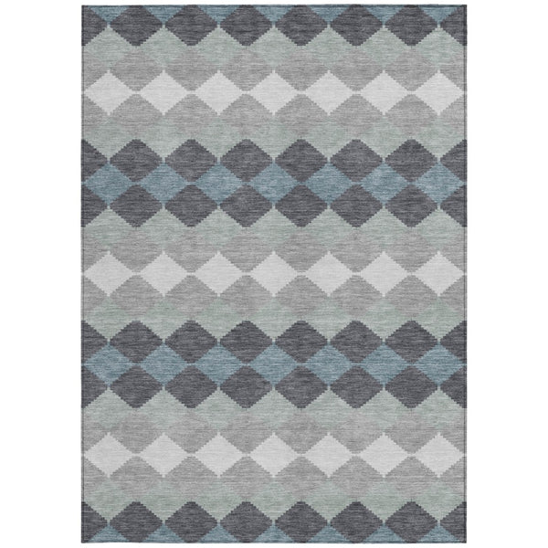 Homeroots 3' Stylish Artichoke Green Ivory Beige Geometric Indoor Outdoor Area Rug - Washable & Durable 8' X 10' Polyester 597905