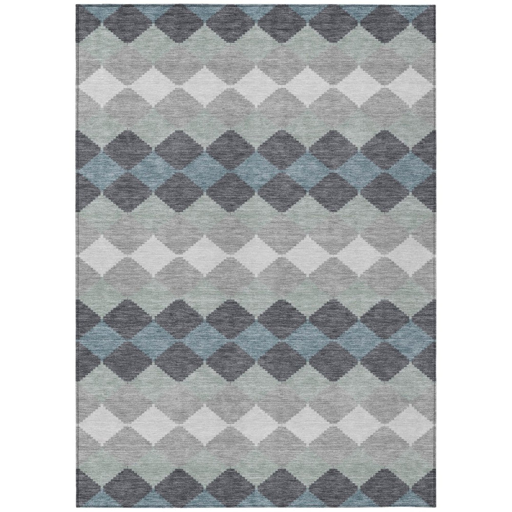 HomeRoots 9' Geometric Washable Area Rug in Gray, Black, and Green - Indoor/Outdoor Durable Design, Easy Care 597906