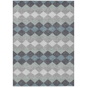 HomeRoots 9' Geometric Washable Area Rug in Gray, Black, and Green - Indoor/Outdoor Durable Design, Easy Care 597906