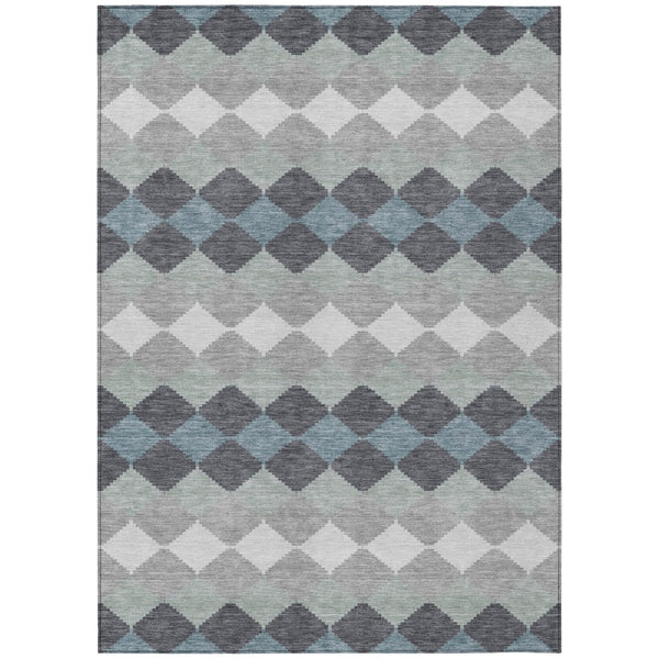 HomeRoots 9' Geometric Washable Area Rug in Gray, Black, and Green - Indoor/Outdoor Durable Design, Easy Care 597906