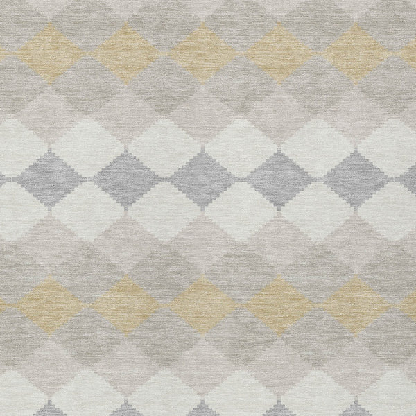 Homeroots 3' Stylish Artichoke Green Ivory Beige Geometric Indoor Outdoor Area Rug - Washable & Durable 3' X 5' Polyester 597908