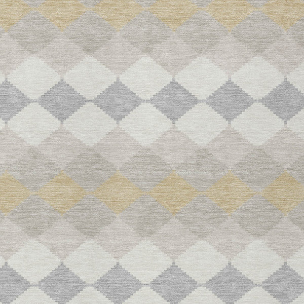 Homeroots 3' Stylish Artichoke Green Ivory Beige Geometric Indoor Outdoor Area Rug - Washable & Durable 8' X 10' Polyester 597911