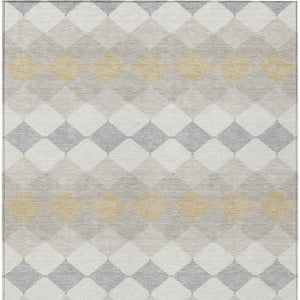 Homeroots 3' Stylish Artichoke Green Ivory Beige Geometric Indoor Outdoor Area Rug - Washable & Durable 9' X 12' Polyester 597912