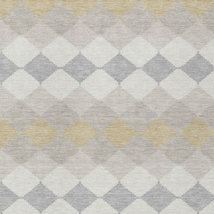 Homeroots 3' Stylish Artichoke Green Ivory Beige Geometric Indoor Outdoor Area Rug - Washable & Durable 9' X 12' Polyester 597912