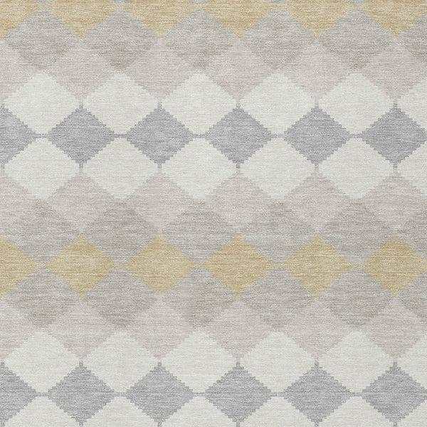 Homeroots 3' Stylish Artichoke Green Ivory Beige Geometric Indoor Outdoor Area Rug - Washable & Durable 9' X 12' Polyester 597912