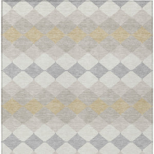 Homeroots 3' Stylish Artichoke Green Ivory Beige Geometric Indoor Outdoor Area Rug - Washable & Durable 10' X 14' Polyester 597913