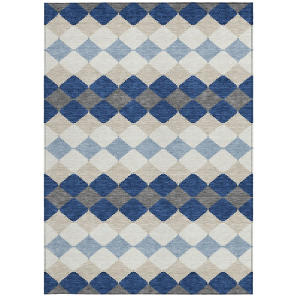 Homeroots 3' Stylish Artichoke Green Ivory Beige Geometric Indoor Outdoor Area Rug - Washable & Durable 3' X 5' Polyester 597914