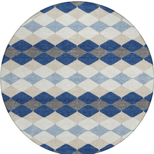 Homeroots 3' Stylish Artichoke Green Ivory Beige Geometric Indoor Outdoor Area Rug - Washable & Durable 8' Round Polyester 597916