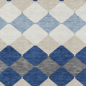 Homeroots 3' Stylish Artichoke Green Ivory Beige Geometric Indoor Outdoor Area Rug - Washable & Durable 9' X 12' Polyester 597918