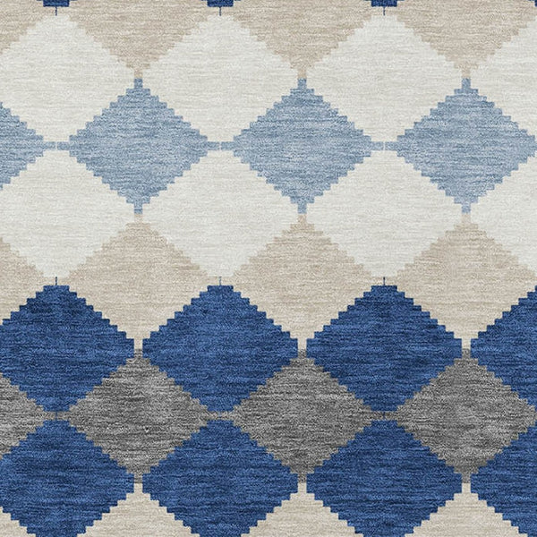 Homeroots 3' Stylish Artichoke Green Ivory Beige Geometric Indoor Outdoor Area Rug - Washable & Durable 9' X 12' Polyester 597918