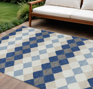 Homeroots 3' Stylish Artichoke Green Ivory Beige Geometric Indoor Outdoor Area Rug - Washable & Durable 10' X 14' Polyester 597919