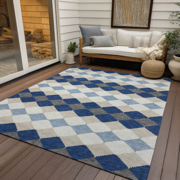 Homeroots 3' Stylish Artichoke Green Ivory Beige Geometric Indoor Outdoor Area Rug - Washable & Durable 10' X 14' Polyester 597919