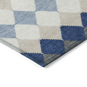 Homeroots 3' Stylish Artichoke Green Ivory Beige Geometric Indoor Outdoor Area Rug - Washable & Durable 10' X 14' Polyester 597919