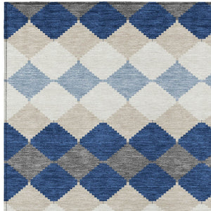 Homeroots 3' Stylish Artichoke Green Ivory Beige Geometric Indoor Outdoor Area Rug - Washable & Durable 10' X 14' Polyester 597919