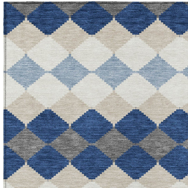 Homeroots 3' Stylish Artichoke Green Ivory Beige Geometric Indoor Outdoor Area Rug - Washable & Durable 10' X 14' Polyester 597919