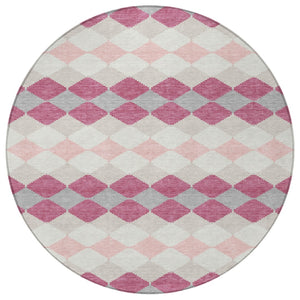 Homeroots 3' Stylish Artichoke Green Ivory Beige Geometric Indoor Outdoor Area Rug - Washable & Durable 8' Round Polyester 597922