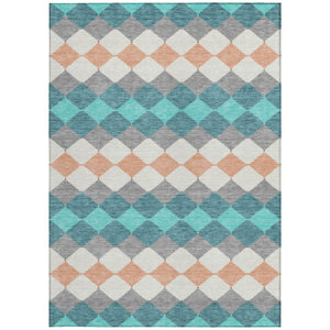 Homeroots 3' Stylish Artichoke Green Ivory Beige Geometric Indoor Outdoor Area Rug - Washable & Durable 3' X 5' Polyester 597926