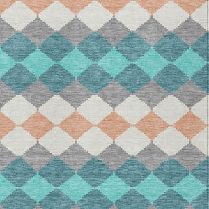 Homeroots 3' Stylish Artichoke Green Ivory Beige Geometric Indoor Outdoor Area Rug - Washable & Durable 9' X 12' Polyester 597930