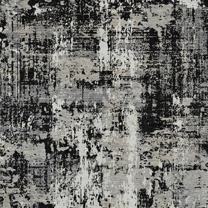 Homeroots 3' Black And Gray Abstract Washable Area Rug - Versatile Indoor Outdoor Design For Any Space 3' X 5' Polyester 597932