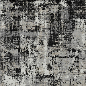 Homeroots 3' Black And Gray Abstract Washable Area Rug - Versatile Indoor Outdoor Design For Any Space 5' X 8' Polyester 597933
