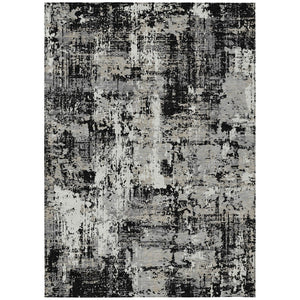 HomeRoots 9' X 12' Black and Gray Abstract Washable Area Rug – Stylish, Durable, Indoor & Outdoor Use, Easy Care! 597936