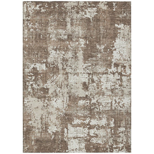 HomeRoots 5' Versatile Brown and Beige Abstract Area Rug for Indoor and Outdoor Spaces - Machine Washable & Durable 5' X 8' 597939