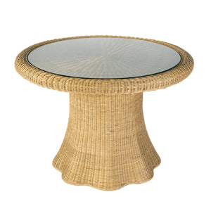 Butler Specialty Butler Flora 42" Round Rattan Dining Table With Glass Top - Coastal Charm For Stylish Spaces Natural Rattan,Misc Wood,Plywood,Clear Glass 5979404-butler