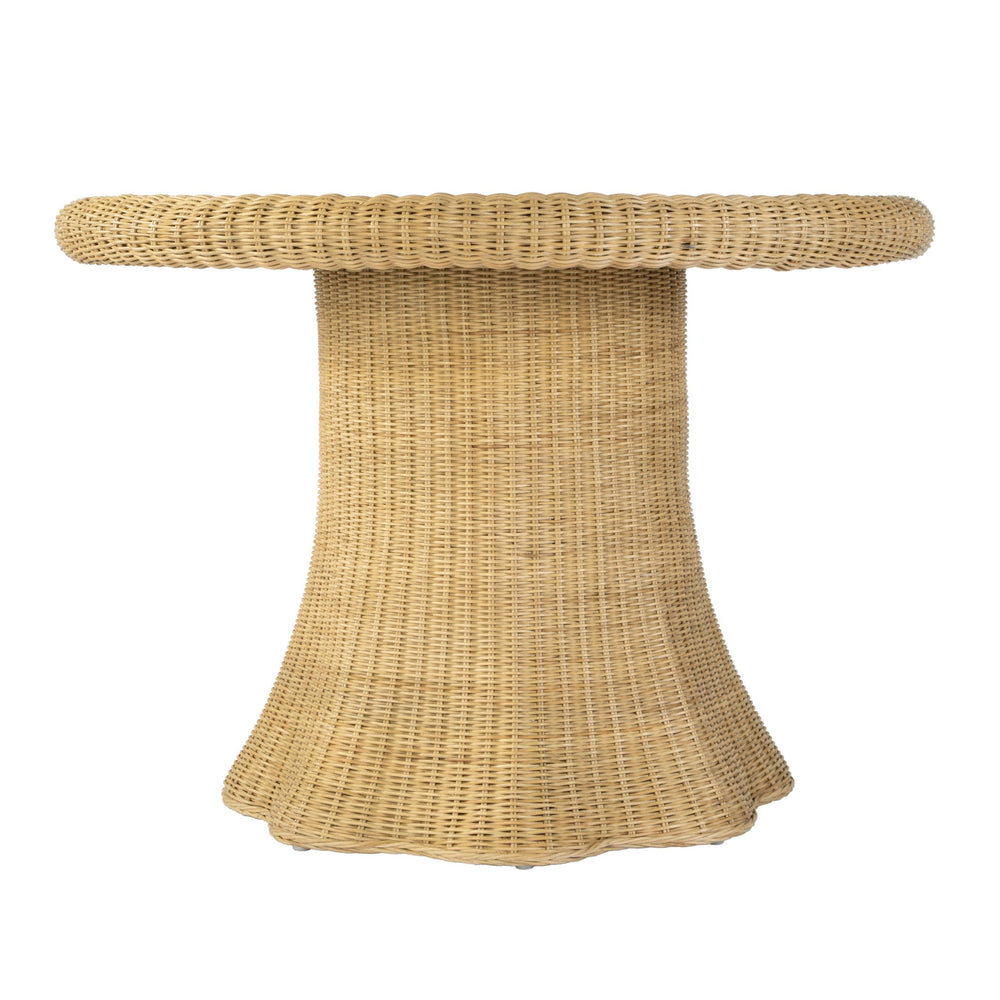 Butler Specialty Butler Flora 42" Round Rattan Dining Table With Glass Top - Coastal Charm For Stylish Spaces Natural Rattan,Misc Wood,Plywood,Clear Glass 5979404-butler