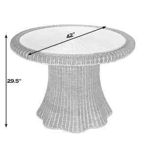 Butler Specialty Butler Flora 42" Round Rattan Dining Table With Glass Top - Coastal Charm For Stylish Spaces Natural Rattan,Misc Wood,Plywood,Clear Glass 5979404-butler