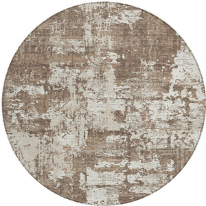 Homeroots 3' Black And Gray Abstract Washable Area Rug - Versatile Indoor Outdoor Design For Any Space 8' Round Polyester 597940