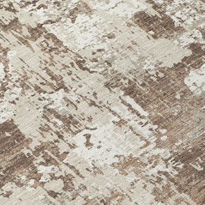 Homeroots 3' Black And Gray Abstract Washable Area Rug - Versatile Indoor Outdoor Design For Any Space 8' Round Polyester 597940