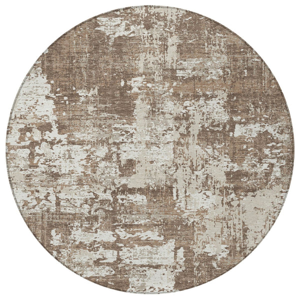 Homeroots 3' Black And Gray Abstract Washable Area Rug - Versatile Indoor Outdoor Design For Any Space 8' Round Polyester 597940