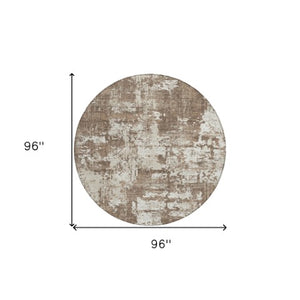 Homeroots 3' Black And Gray Abstract Washable Area Rug - Versatile Indoor Outdoor Design For Any Space 8' Round Polyester 597940