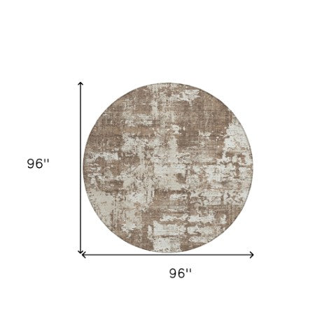 Homeroots 3' Black And Gray Abstract Washable Area Rug - Versatile Indoor Outdoor Design For Any Space 8' Round Polyester 597940