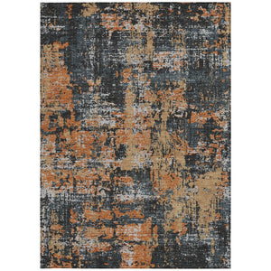 Homeroots 3' Black And Gray Abstract Washable Area Rug - Versatile Indoor Outdoor Design For Any Space 3' X 5' Polyester 597944
