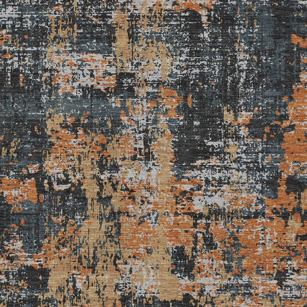 Homeroots 3' Black And Gray Abstract Washable Area Rug - Versatile Indoor Outdoor Design For Any Space 5' X 8' Polyester 597945