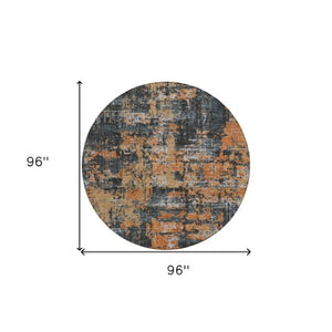 Homeroots 3' Black And Gray Abstract Washable Area Rug - Versatile Indoor Outdoor Design For Any Space 8' Round Polyester 597946