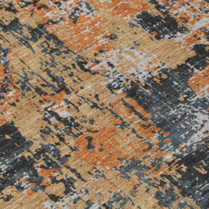 Homeroots 3' Black And Gray Abstract Washable Area Rug - Versatile Indoor Outdoor Design For Any Space 8' X 10' Polyester 597947