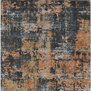 Homeroots 3' Black And Gray Abstract Washable Area Rug - Versatile Indoor Outdoor Design For Any Space 9' X 12' Polyester 597948