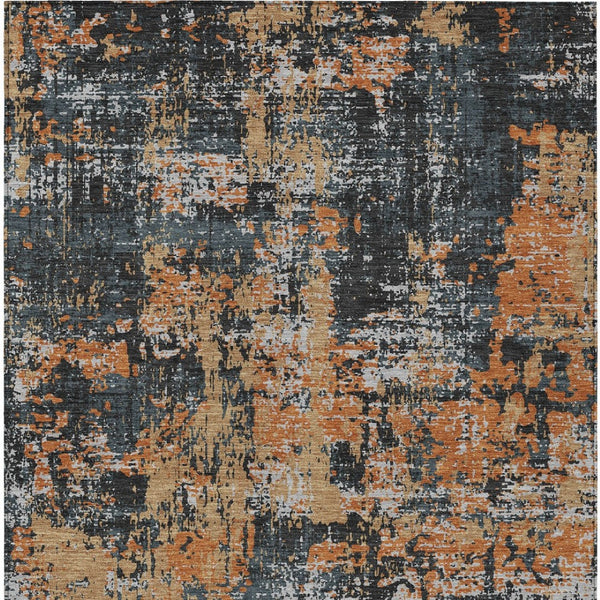 Homeroots 3' Black And Gray Abstract Washable Area Rug - Versatile Indoor Outdoor Design For Any Space 9' X 12' Polyester 597948