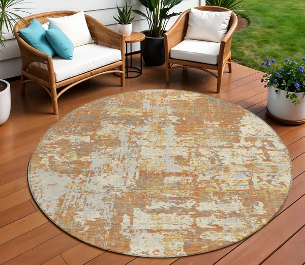 Homeroots 3' Black And Gray Abstract Washable Area Rug - Versatile Indoor Outdoor Design For Any Space 8' Round Polyester 597952